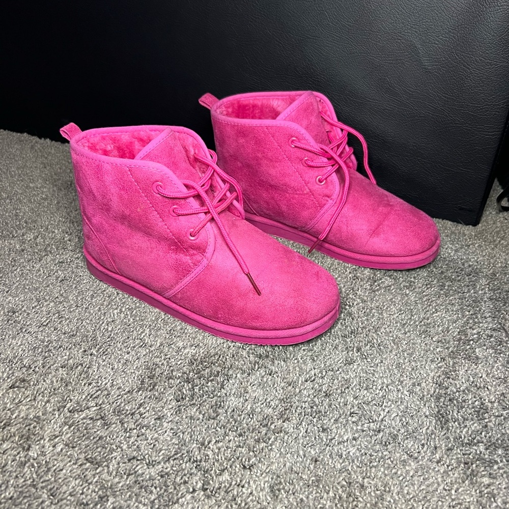 Fuchsia Lace Up Boots